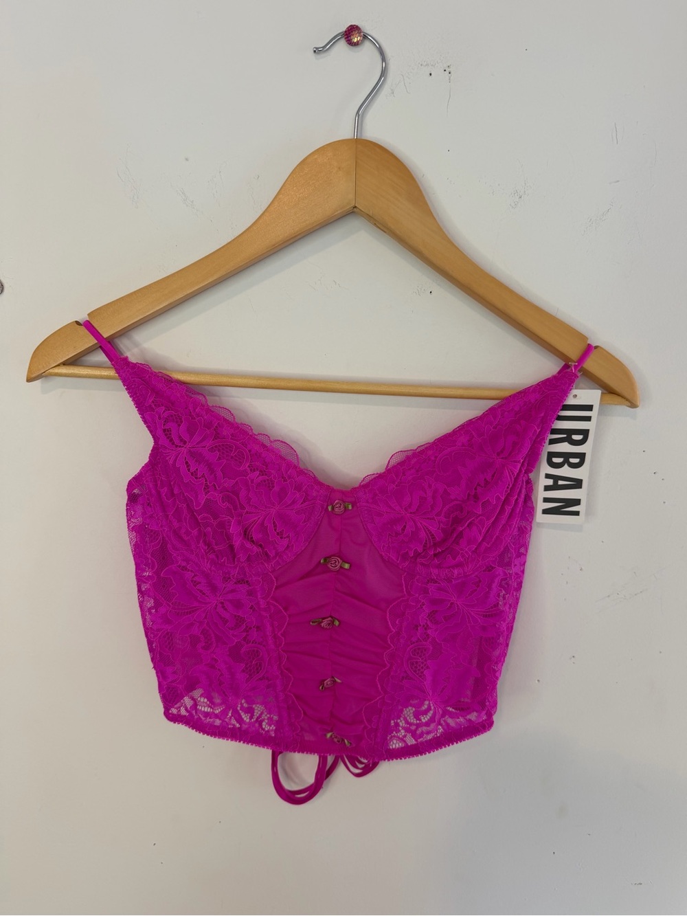 Urban Outfitters Hot Pink Lace Bustier Bralette